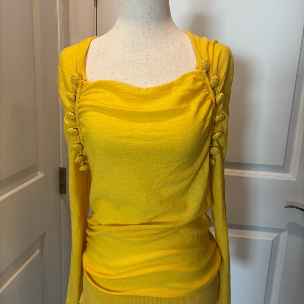 Leifsdottir Yellow Blouse with Button Accents